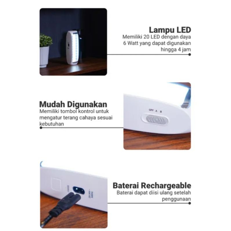 APA Lampu Darurat Led 6w/Lampu Emergency/Lampu Rechargeable/Lampu Sent