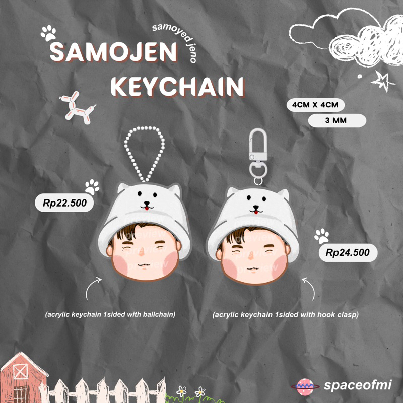 SAMOJEN KEYCHAIN by spaceofmi | samoyed jeno keychain | acrylic keychain jeno nct dream  | gantungan