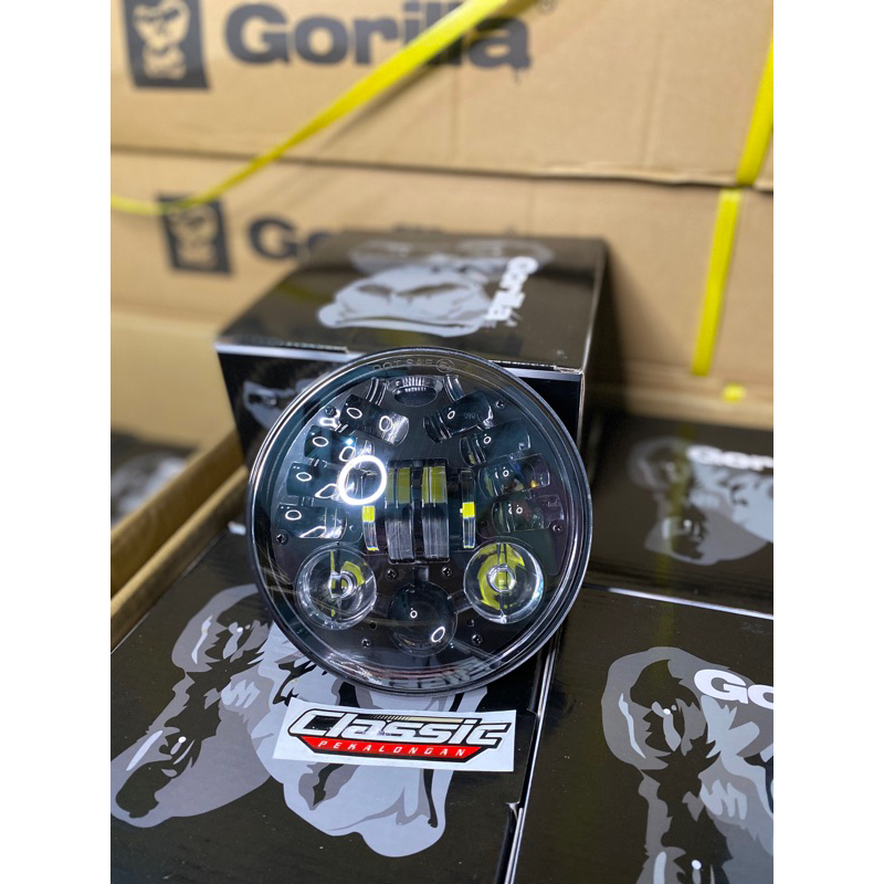 Lampu Daymaker 5 75 inch 16led asli import dus hitam Dan Gorilla