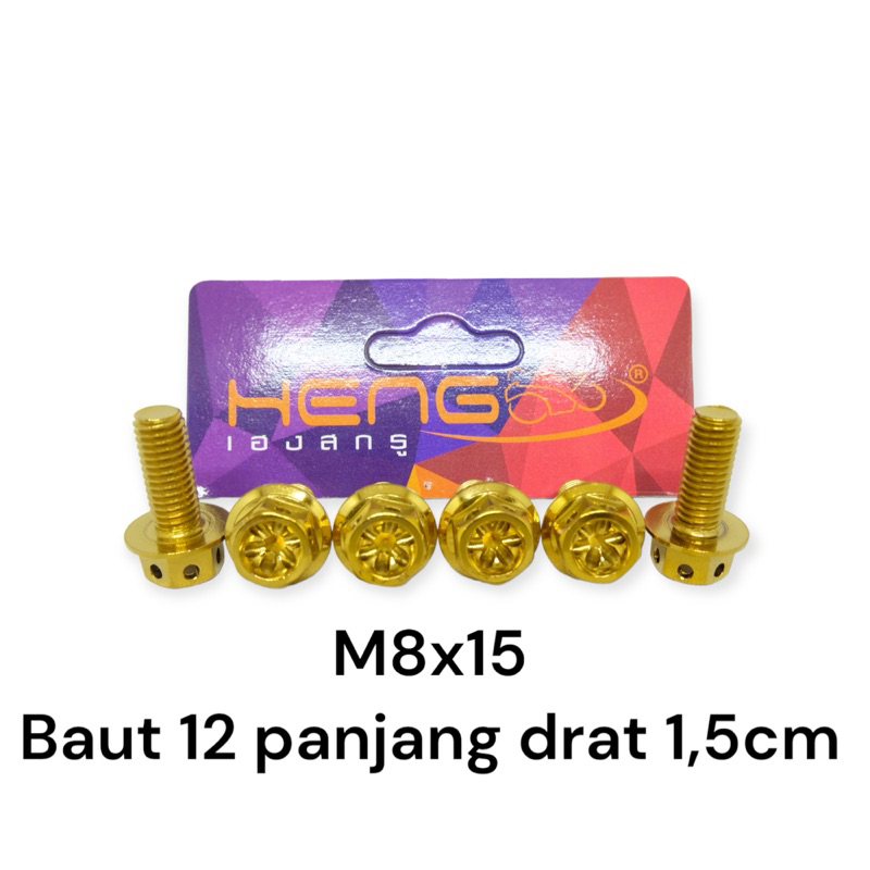 baut probolt flower gold HENG THAILAND m8x15 8x15 drat 12 panjang 1,5cm