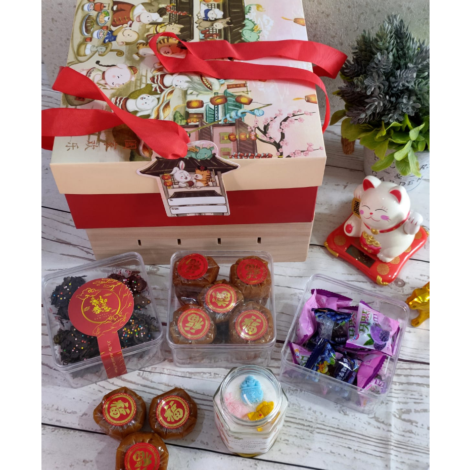 

Hampers Gift Imlek Chinese Box Packaging Illustration