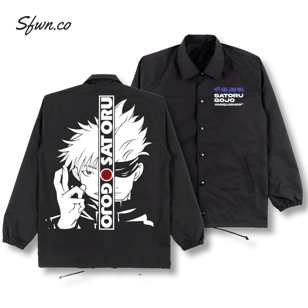 Jaket Coach Anime Jujutsu Kaisen Gojo Satoru - Jaket Coach Pria/Wanita - Jaket Waterproof