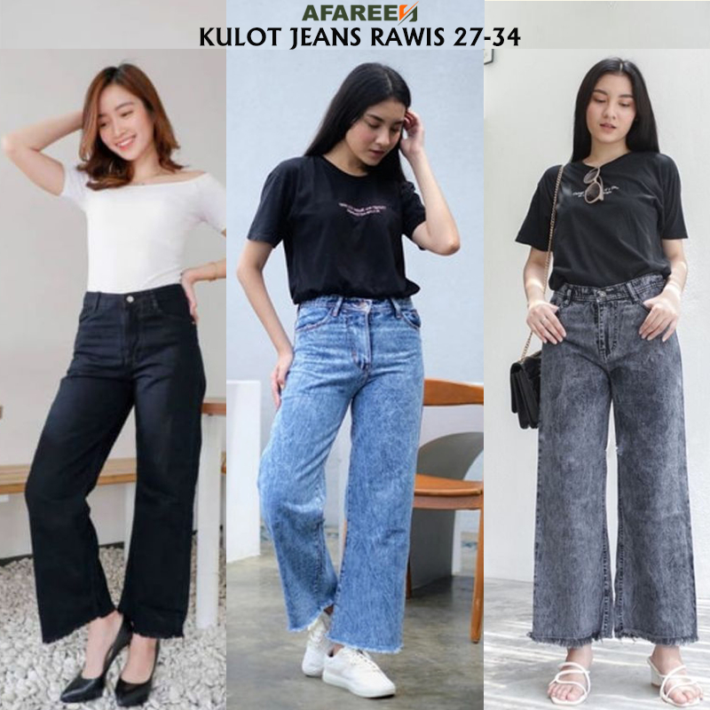 AFAREEN - Highwaist Kulot Jeans Rawis Premium Kulot Jeans Rawis Basic