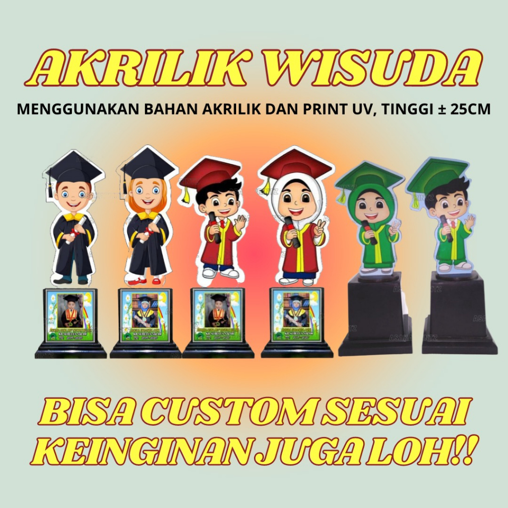 Patung Wisuda Akrilik Free Tulisan 2mm ( Ready )