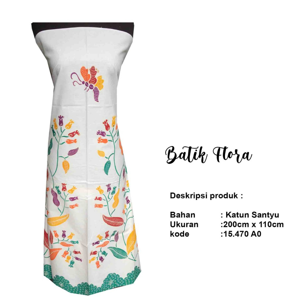 Batik Tulis Motif Tumbuhan Kupu-kupu Putih - Khas Sulawesi Selatan - Seragam Batik Guru TK PAUD SD