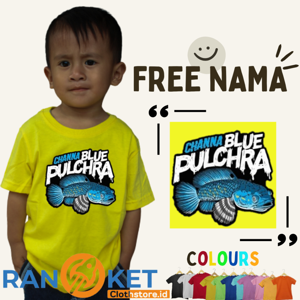 Chana | Kaos Anak Ikan Chana Blue Pulchra | Kaos Anak Custom | Kaos Anak Sablon DTF Laki laki dan Pe