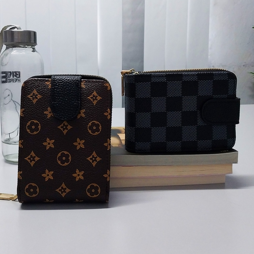 Dompat Kartu Wanita Import Card Holder Wallet Perempuan Motif Polos Kotak Cantik Dompet Perempuan Fashion D60