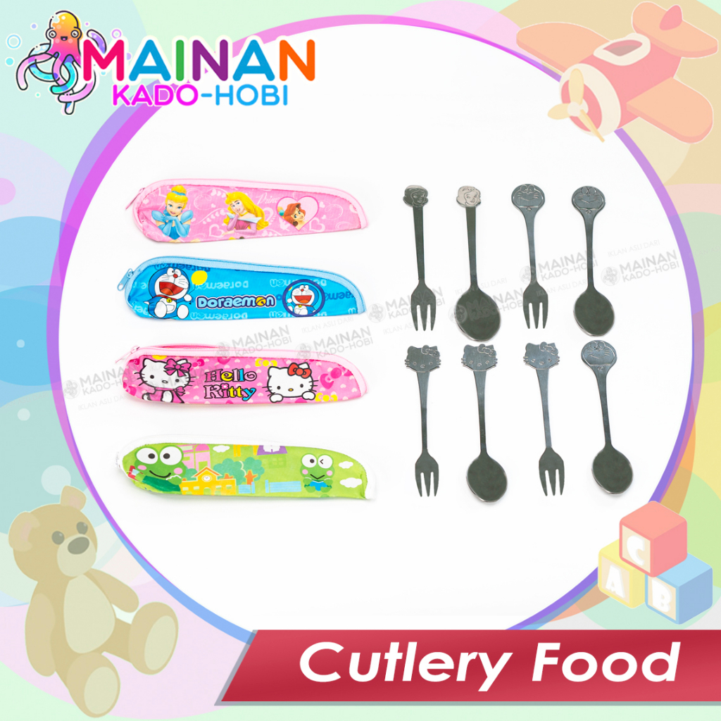 SET CUTLERY FOOD ANAK KIDS ALAT PERLENGKAPAN MAKAN SENDOK GARPU STAINLESS