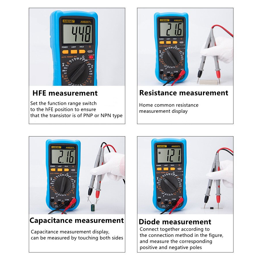 ANENG Digital Multimeter Voltage Tester - AN8207A - Black