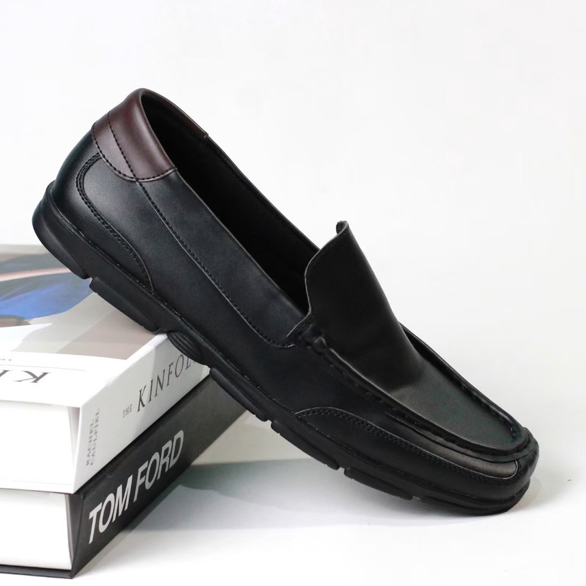 SOUL BLACK - Sepatu Loafer Pria Casual Kulit Formal Kerja Kantor Slip On Tanpa Tali Loafers Original
