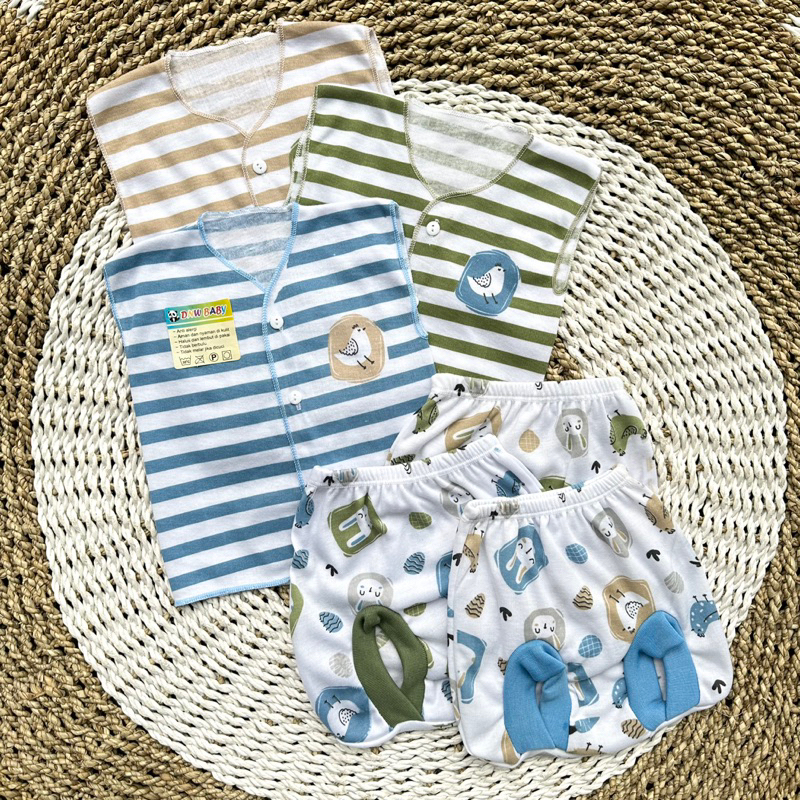 3 PCS Baju Bayi Lengan Kutung + Celana Pop Bayi Baru Lahir Baju Bayi Setelan  Celana Bayi Newborn Bayi Hadiah Lahiran Bayi DNW BABY