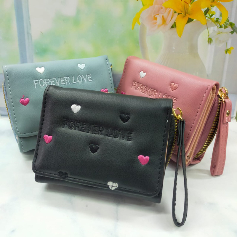 DOMPET WANITA LIPAT RESLETING BORDIR KOREA FOREVER YOUNG