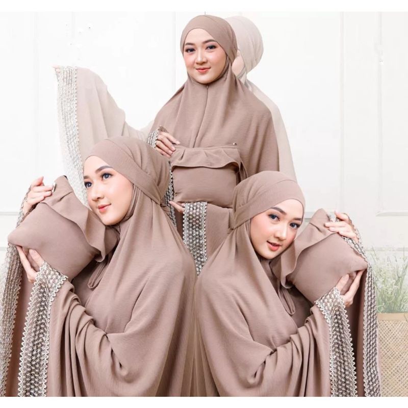 MUKENA CRINKLE AIRFLOW RENDA IMPORT RASHEDA SERIES 3 IN 1 JUMBO MUKENA DEWASA