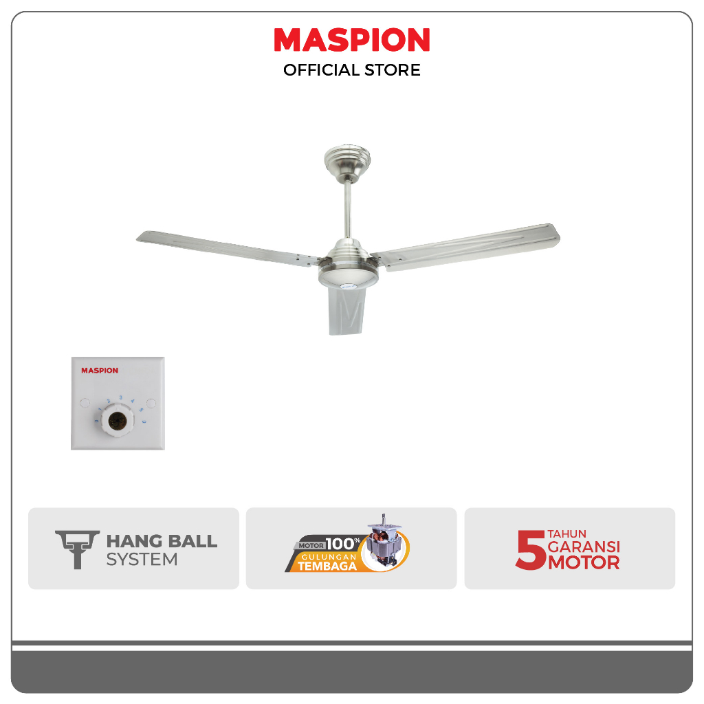Maspion Ceiling Fan Kipas Angin Plafon 52 Inch MCF52-110 Nikel Satin