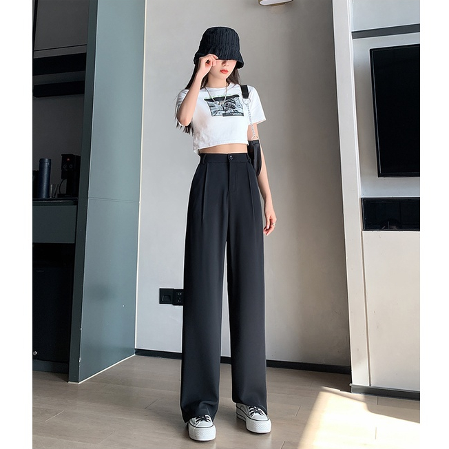 Baru Kekinian Fashion Highwaist Hitam Celana Setelan Wanita