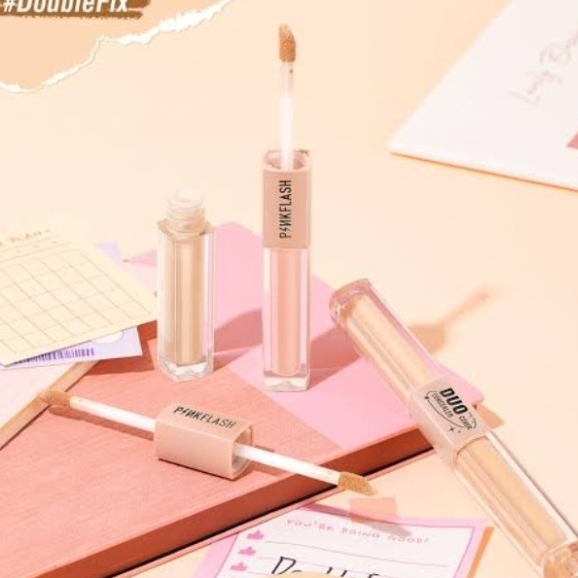 galerybeautysemarang PINKFLASH Duo Cover Concealer PF-F18 | 2 in 1 Concealer | Dual Shade | Coverage | Pink Flash | BPOM