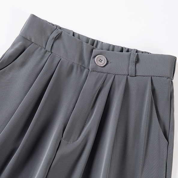 Abu-abu Celana Setelan Wanita Korean Highwaist Loose Celana Panjang Wanita Premium (Ada karet)