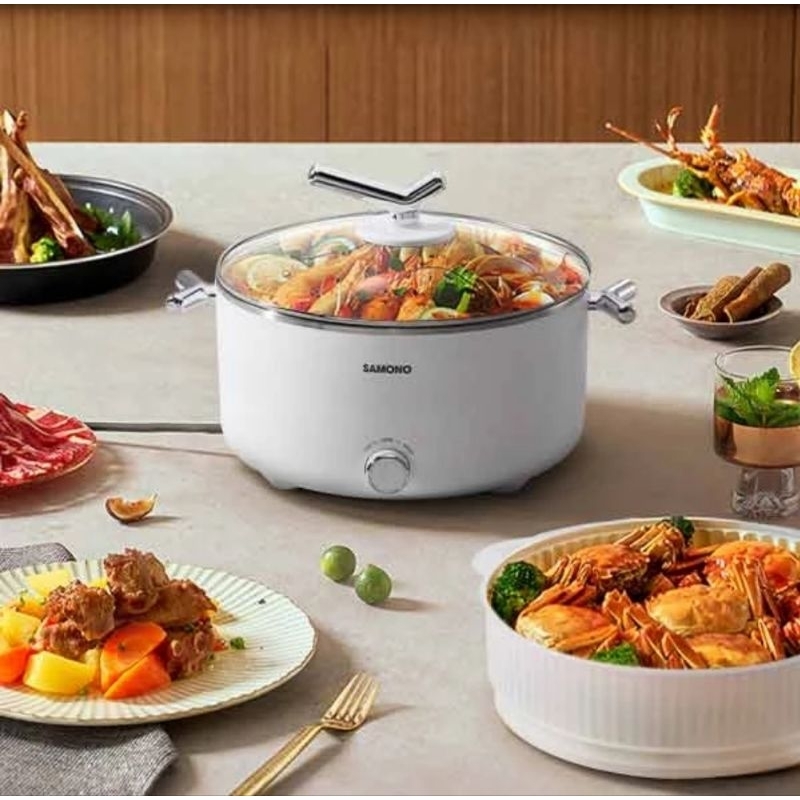 SAMONO Panci Listrik 3L Serbaguna SW-DG02 Kompor Kukusan Multicooker