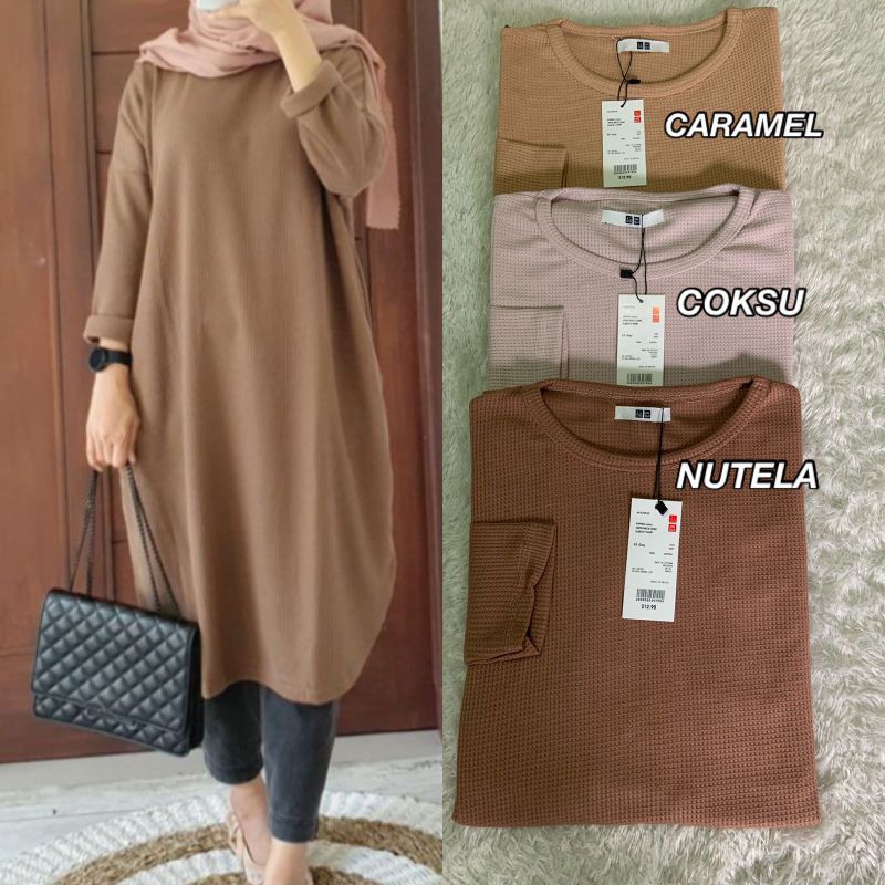 TUNIK WANITA WAFFLE/UNIQLO PREMIUM/TUNIK PREMIUM/LENGAN PANJANG