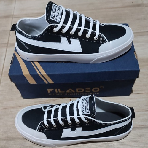 SEPATU FILADEO MASA KINI MOTIF F HITAM PUTIH FREE BOX