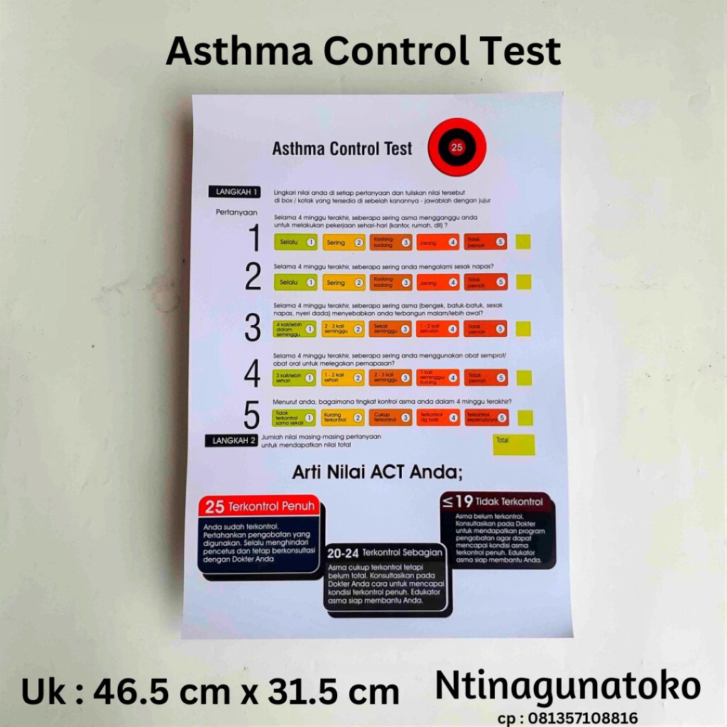 [ COD ] Asthma Control Test Ukuran : 46.5 cm x 31.5 cm . Poster Asma Kontrol Tes . Poster ACT . Post