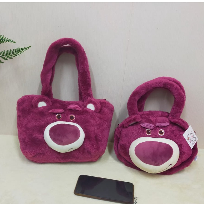 Tas Tenteng Boneka Lotso Xl/Tas Boneka/Tas Bulu/Tas Lotso/Koleksi Lotso/Hand Bag Lotso