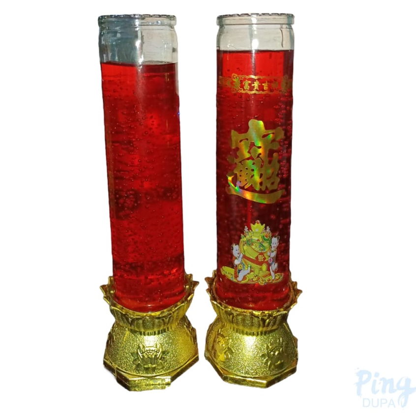 Lilin Jelly Durasi 7 Hari Gelas Ukuran 23,7 cm Warna Merah 107 #5