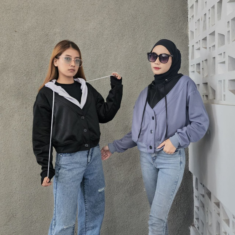 Sweater wanita ZIP COMBIE BUTON JACKET hoodie wanita