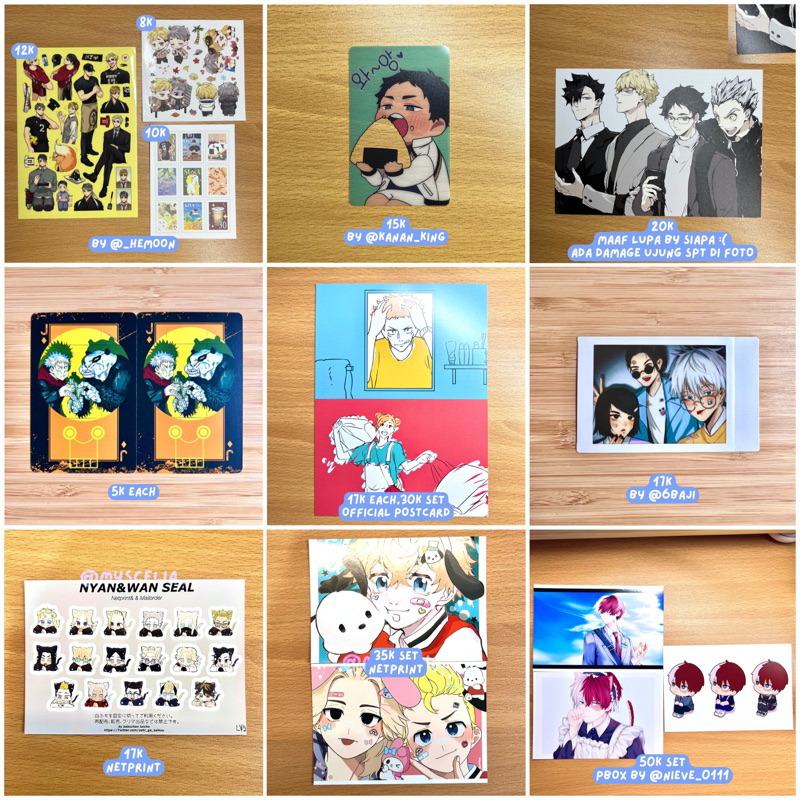 (BACA DESKRIPSI) Clearance Sale Postcard, Sticker, Polaroid, Photocard Anime Haikyuu Jujutsu Kaisen 