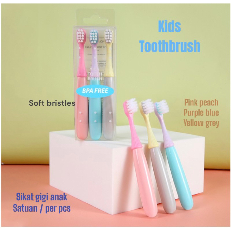 Sikat gigi bayi 2th keatas gagang silikon pastel MURAH Bulu lembut MEWAH