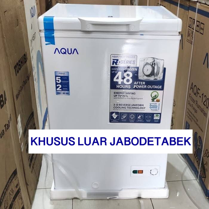 Chest Freezer Aqua - AQF-100 (W) Freezer Box Makanan Beku Daging Lemari Pembeku Makanan Khusus Luar Jabodetabek