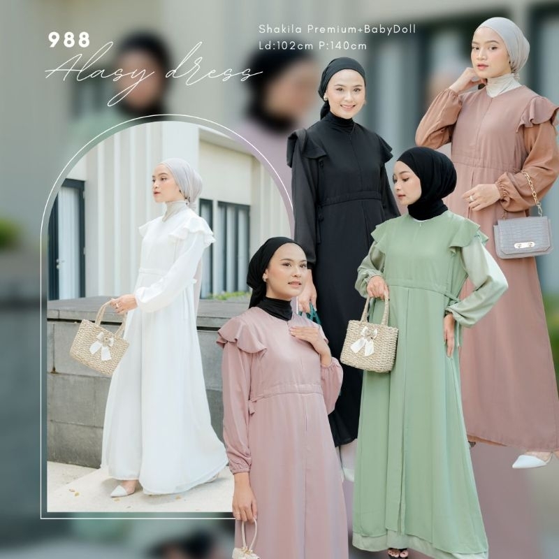 Alasy Dress Terbaru Dress Pesta Hijau Sage Dress Mewah Murah Gamis Kondangan Gamis Lebaran Dress Pol