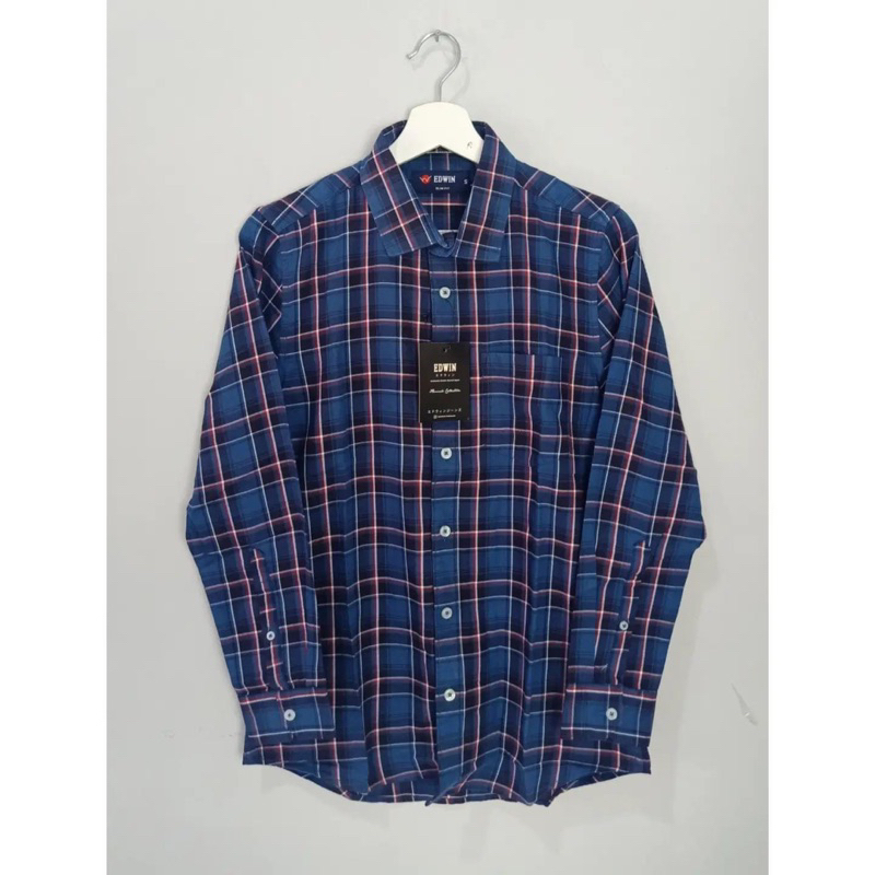 Kemeja flanel edwin pria original
