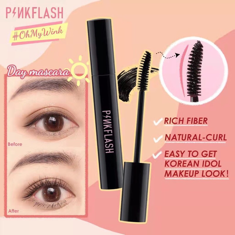 PINKFLASH Maskara  Oilproof Curl Mascara Volume Bulu Mata PF-E08