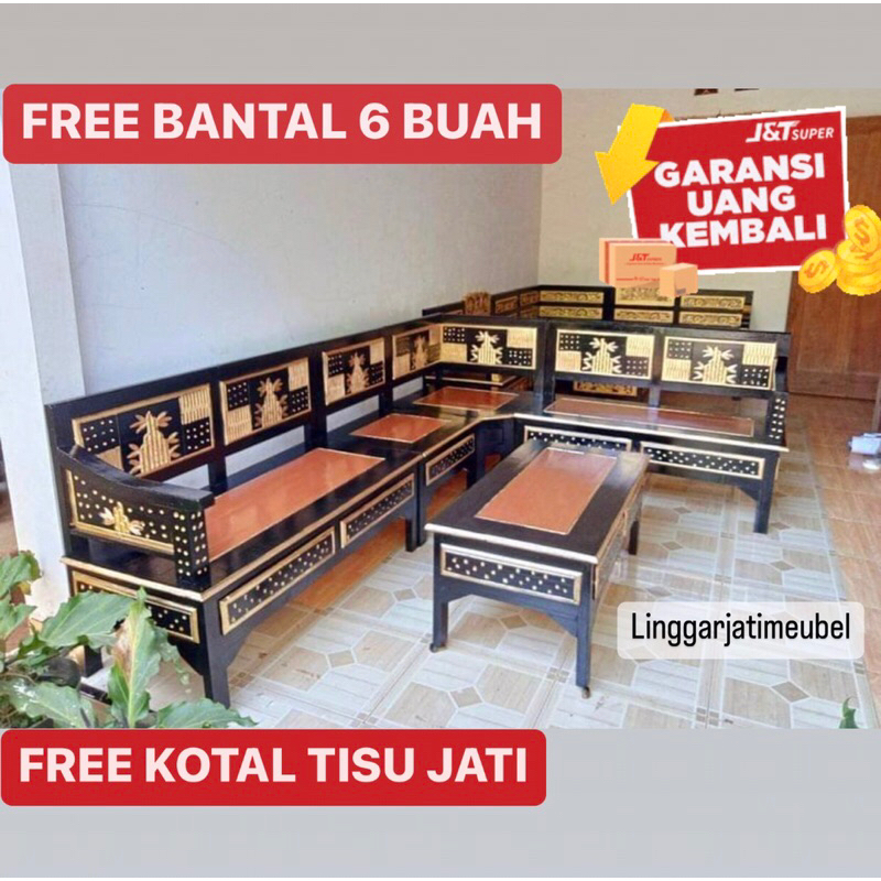 Kursi Sudut Pojok L Tamu Minimalis Bambu Kayu Murah Jepara