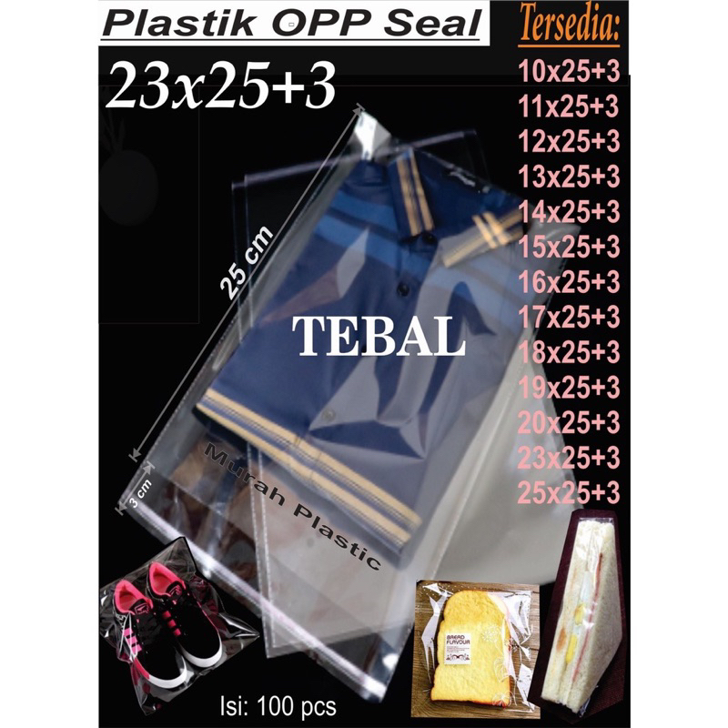 

PLASTIK OPP UKURAN 23x25 + 3 cm TEBAL 32 mikron