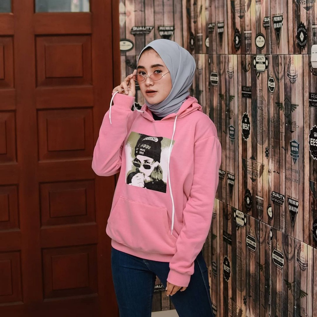 TERMURAH SWEATER HOODIE MOMENT GIRL CEWE KEKINIAN HIJAU