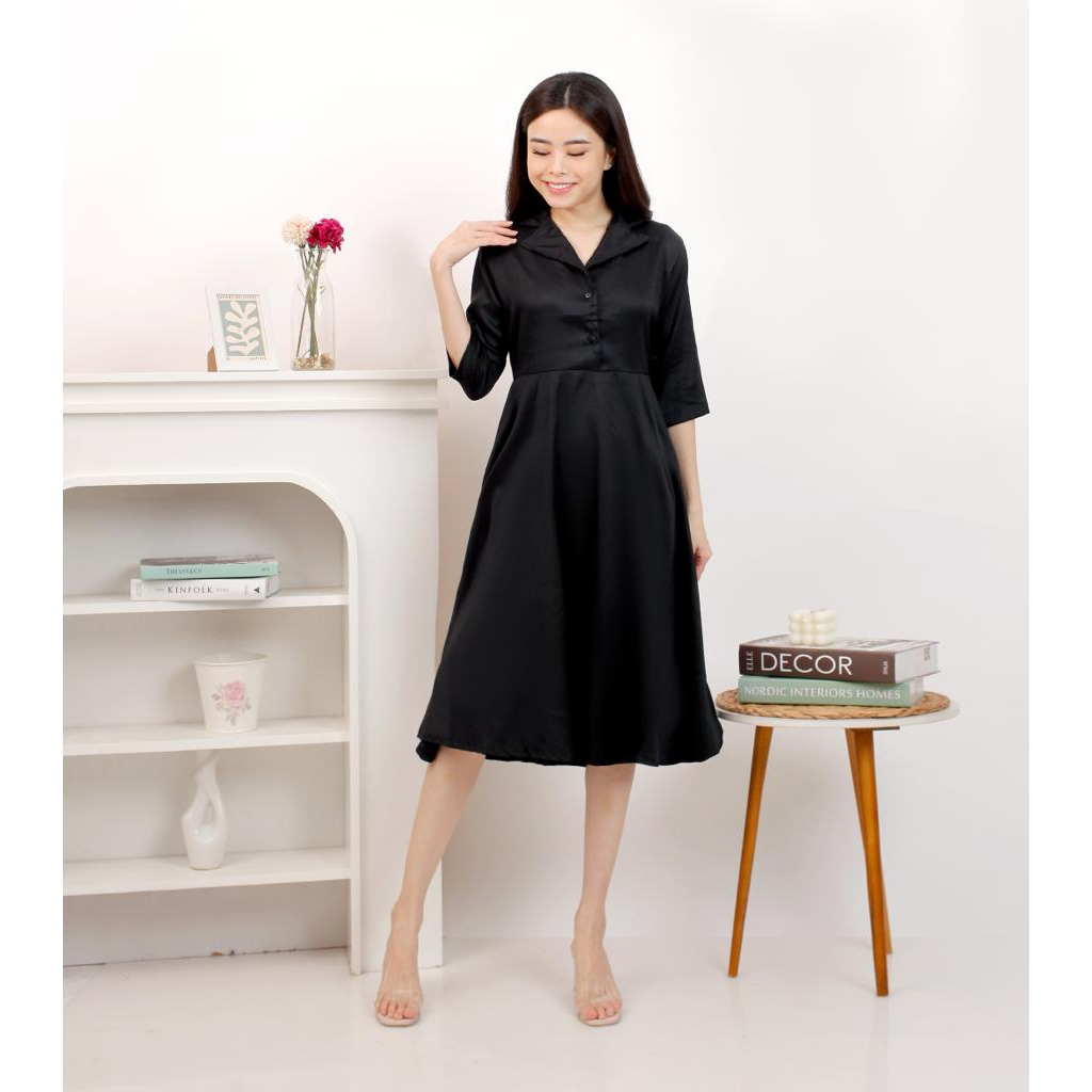 basic id fashion Dres wanita velya / Korean dres wanita ld 100 cm pjg 105 cm