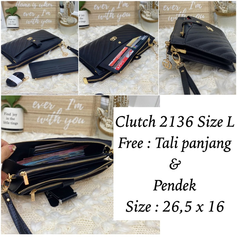 Clutch 3 Ruang Wanita 2136L Caviar Premium