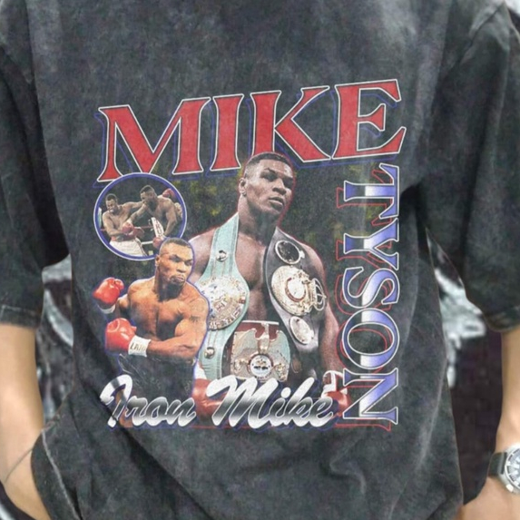 Kaos Oversized Mike Tyson Iron Mike, Mike Tyson Mineral Wash Oversized Tshirt, Kaos Premium Oversize