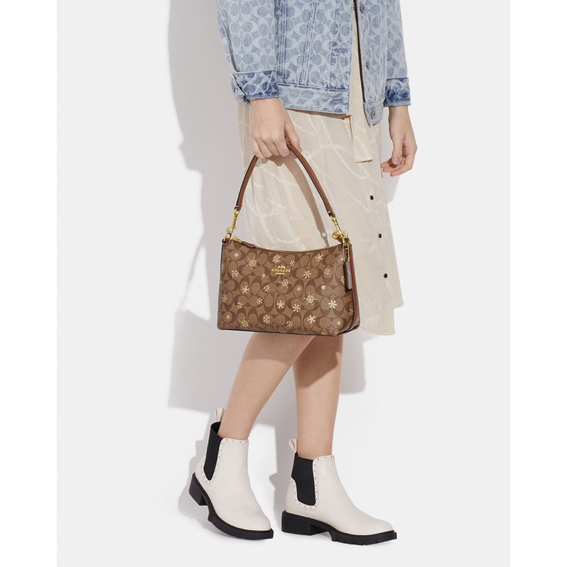 Coach Clara Shoulder Bag In Signature Canvas With Snowflake Print (CE586)