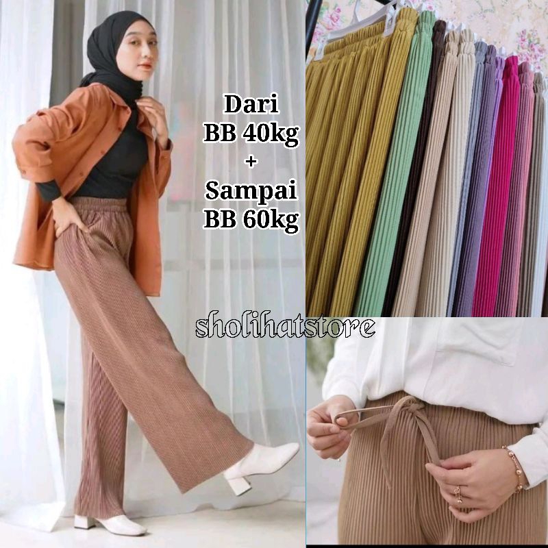 CELANA KULOT LIDI PLISKET UKURAN STANDAR DARI BB 40KG SAMPAI BB 60KG BAHAN HYGET PINGGANG FULL KARET FARIASI TALI / KULOT PLISKET LIDI BUKAN UKURAN JUMBO PANJANG CELANA 90CM