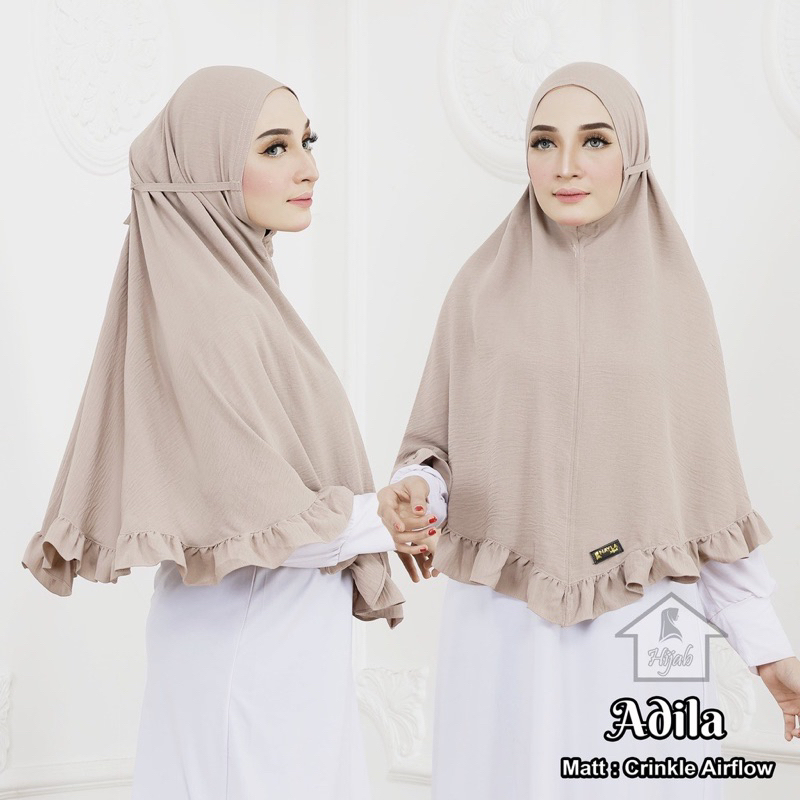 Kerudung Instan Tali Jumbo Crinkle Airflow ADILA Jilbab Bergo Syar'i Non Pet nyaman dan panjang Nata