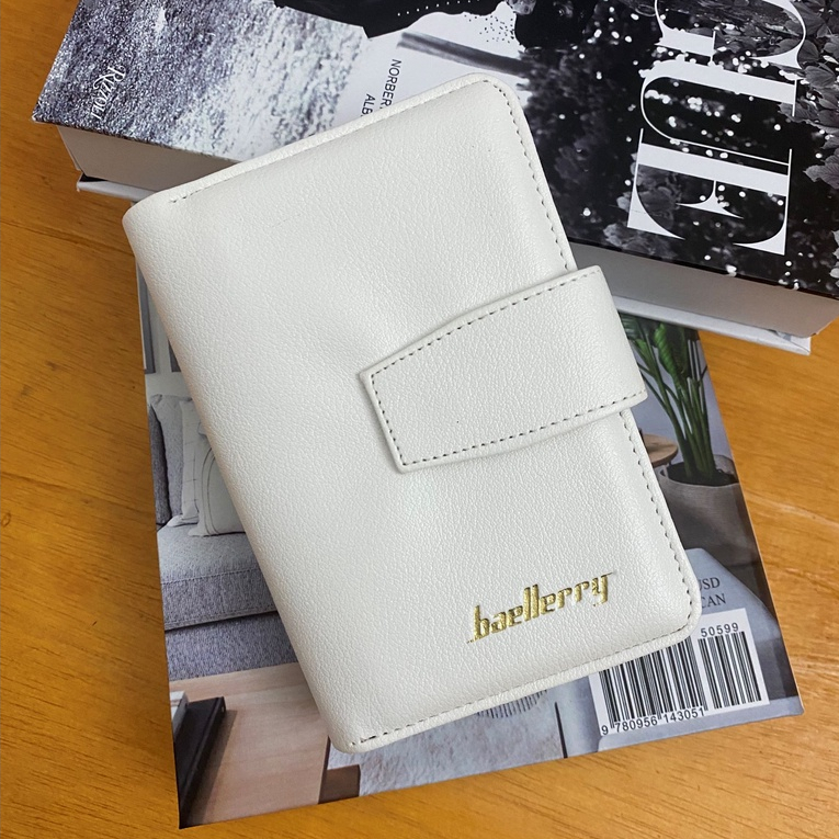 DOMPET LIPAT BAELLEKKU WANITA ORIGINAL KULIT PU 4 SLOT KARTU BERDIRI AMELBAGHOME-White