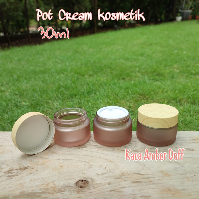 Pot Cream Pot Skincare kosmetic skincare kaca amber Doff (30ml) 30gr Cup Pvc Kayu