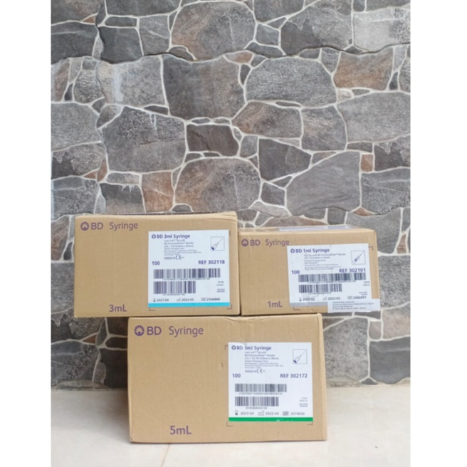 Per Box 1ml, 3ml & 5ml BD Syringe BD Spuit 1cc, 3 cc & 5 cc Spuit BD 1cc, 3cc & 5cc BD Syringe 1ml, 