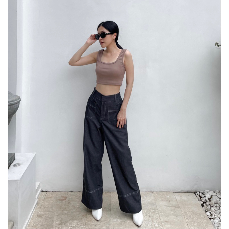 SIVALI Skye Pants - Highwaist Cullote Pants Celana Kulot Wide Leg Jeans