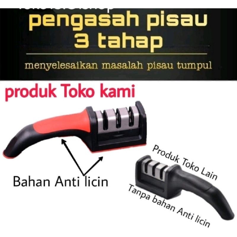 Alat pengasah pisau gunting 3 slot kepala triple head slot knife knive