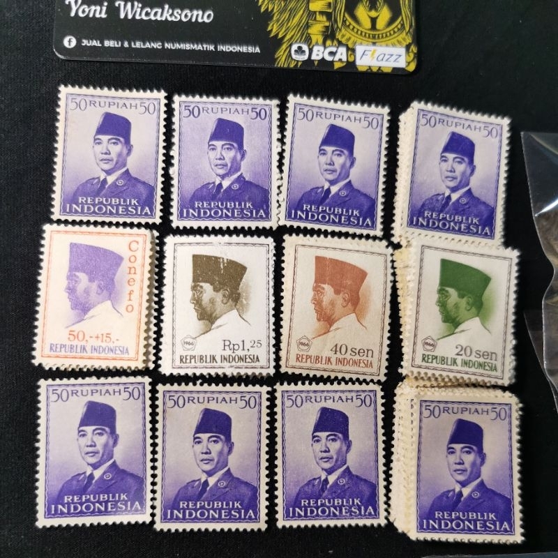 

perangko 5 set seri sukarno asli
