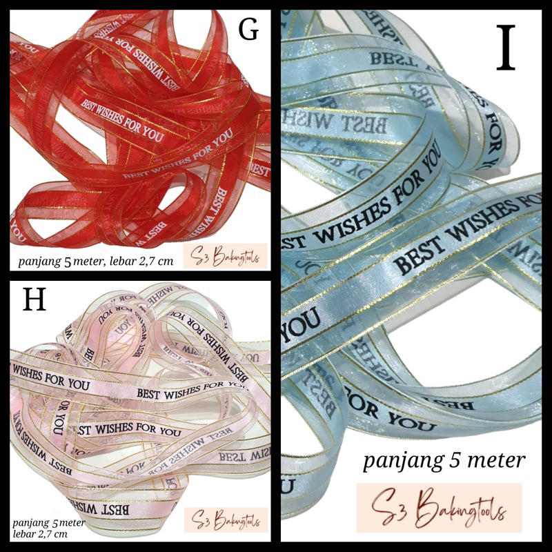 

Pita best wishes ribbon panjang 5 meter permotif